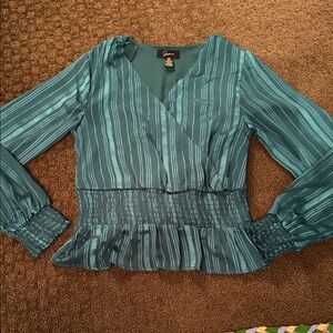 Elegant Hunter Green Striped Blouse perfect for Holiday